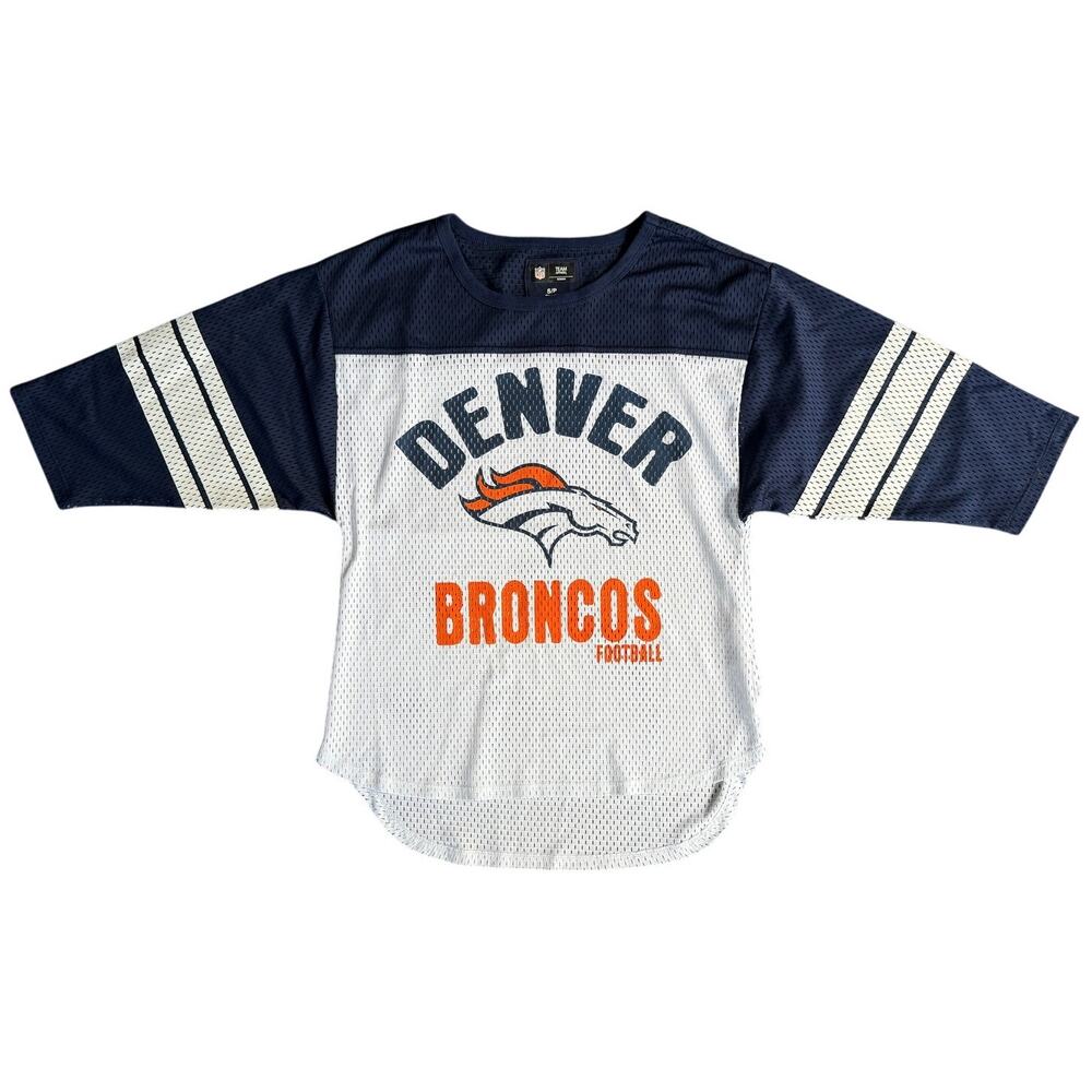 Women G-III 4Her by Carl Banks  Denver Broncos 3/4-Sleeve Mesh T-Shirt Sz Small